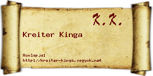Kreiter Kinga névjegykártya